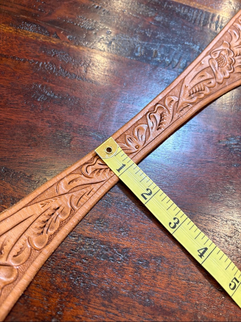 Vintage Ralph Lauren Brown Tooled Leather Cross Double Buckle Belt size Medium - Picture 10 of 16